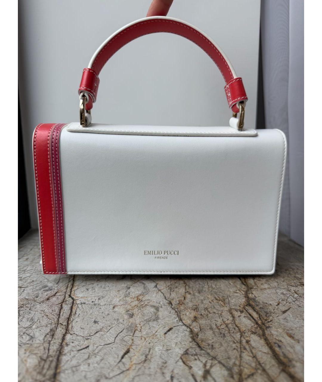 EMILIO PUCCI Белая кожаная сумка с короткими ручками, фото 9