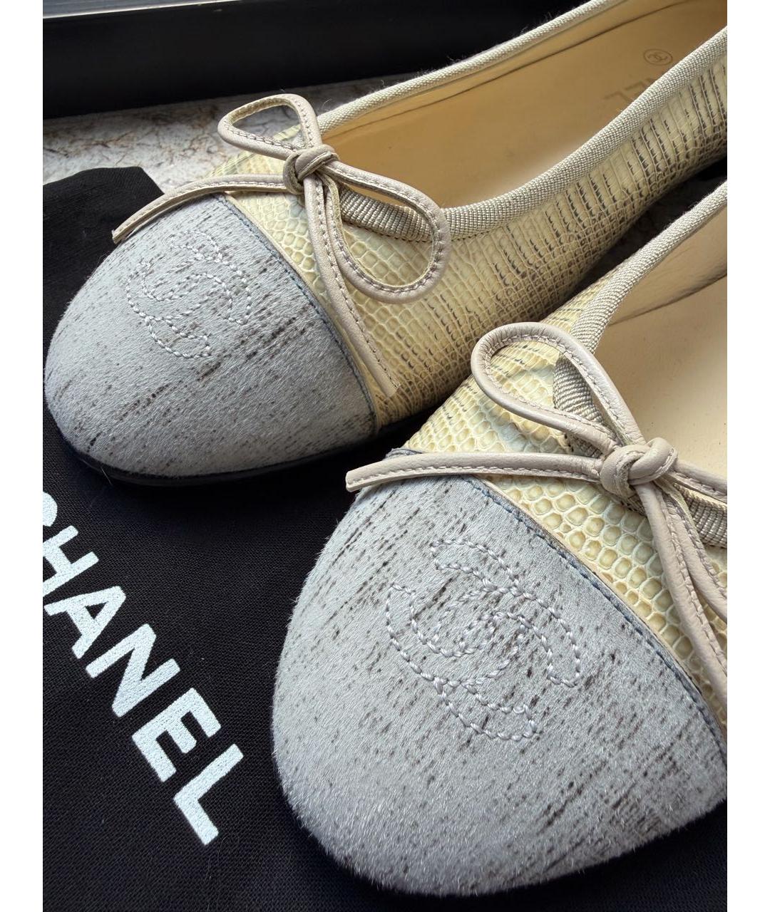 CHANEL Бежевые кожаные балетки, фото 7