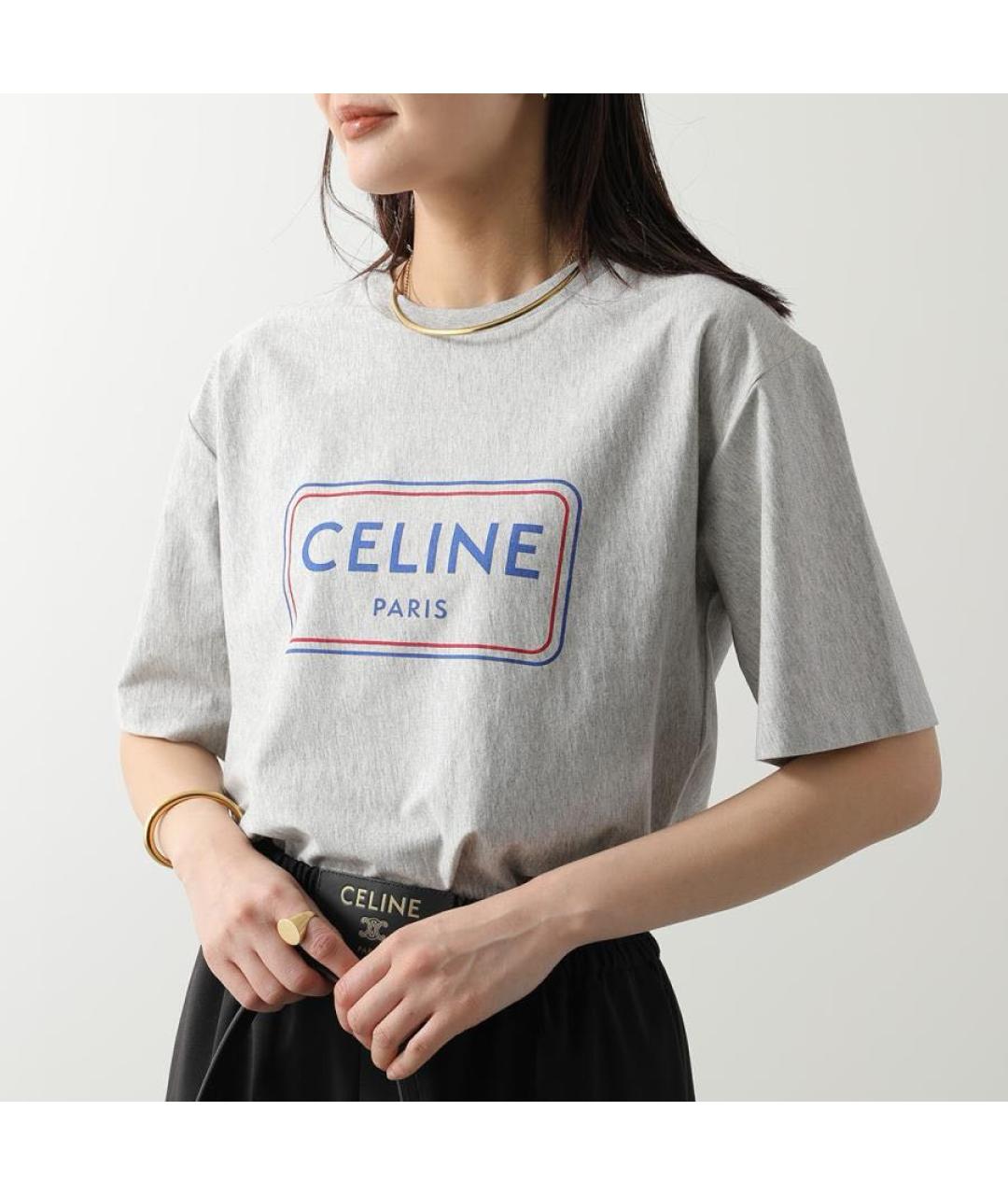 CELINE Серая хлопковая футболка, фото 2