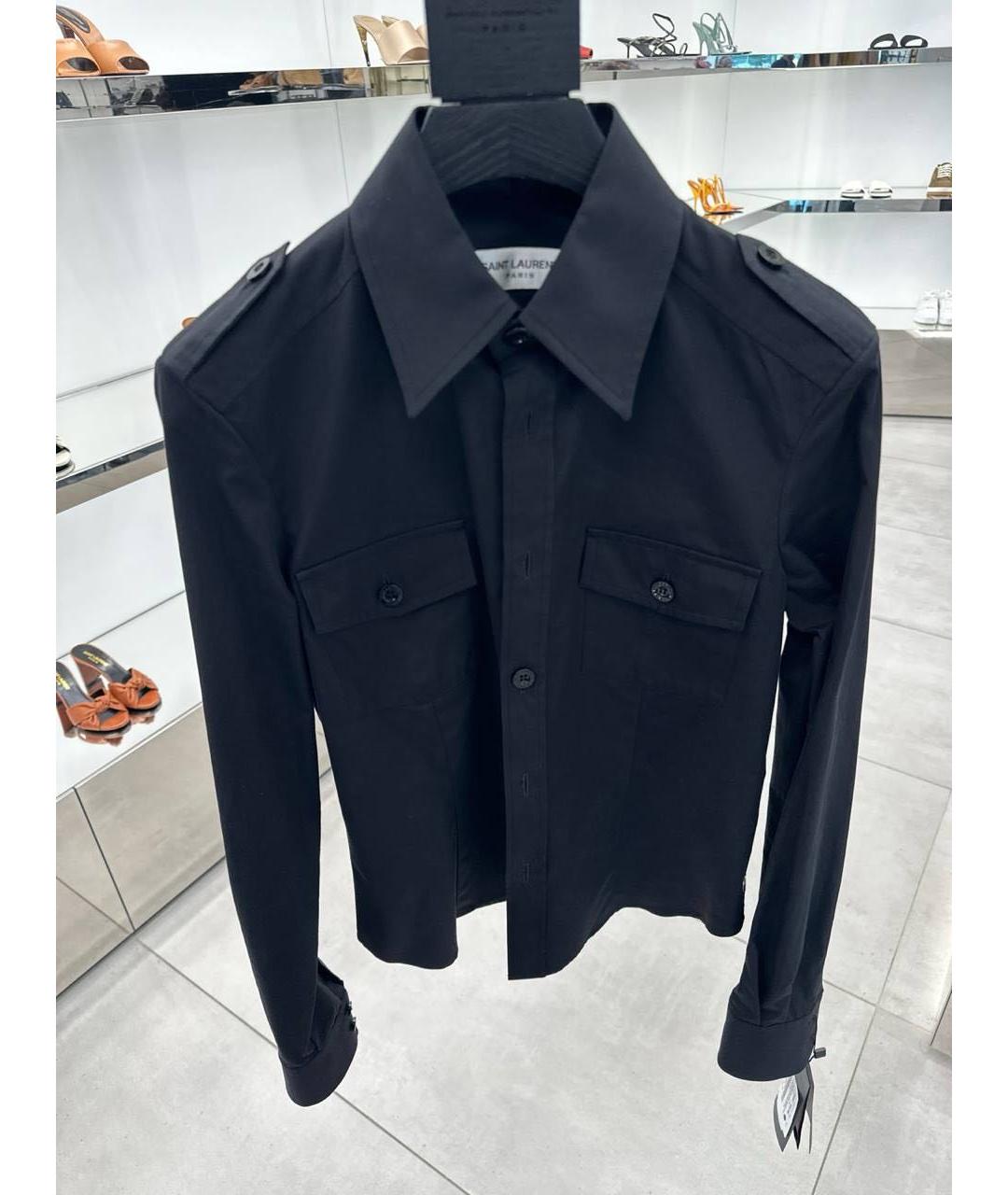 SAINT LAURENT Черная хлопковая рубашка, фото 3