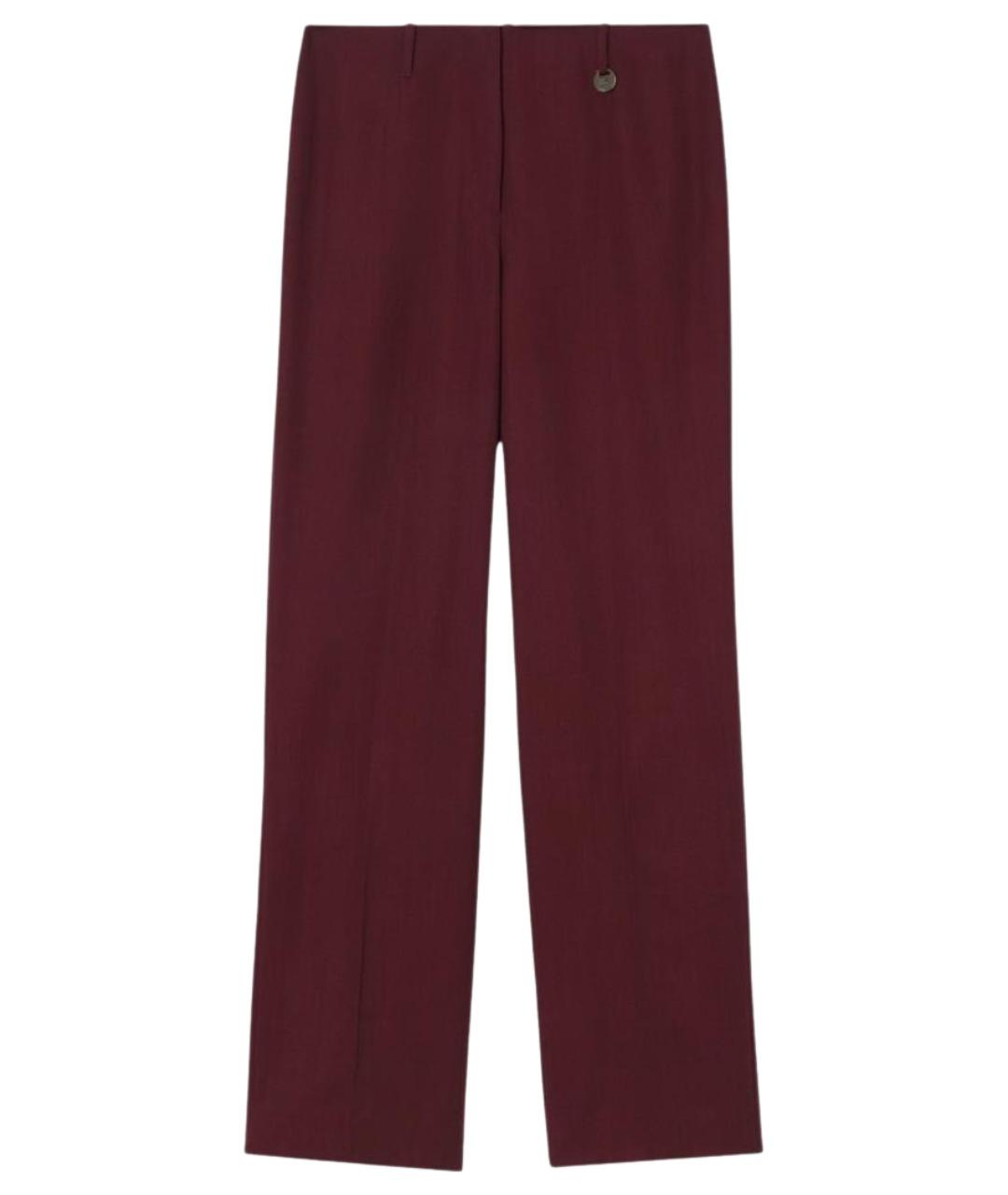 BURBERRY Бордовые шерстяные прямые брюки, фото 1