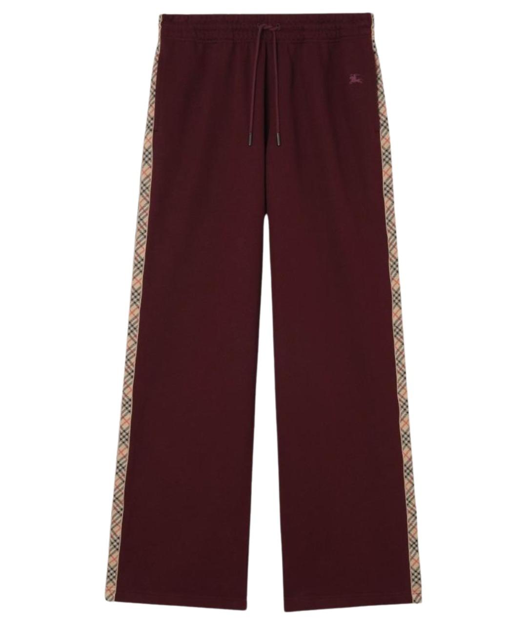 BURBERRY Бордовые хлопковые прямые брюки, фото 1