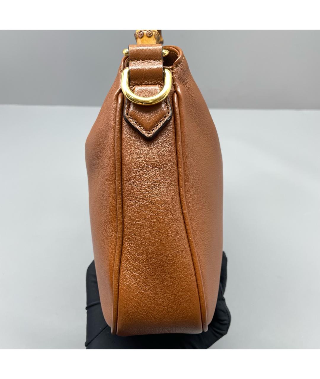 GUCCI Коричневая кожаная сумка с короткими ручками, фото 2