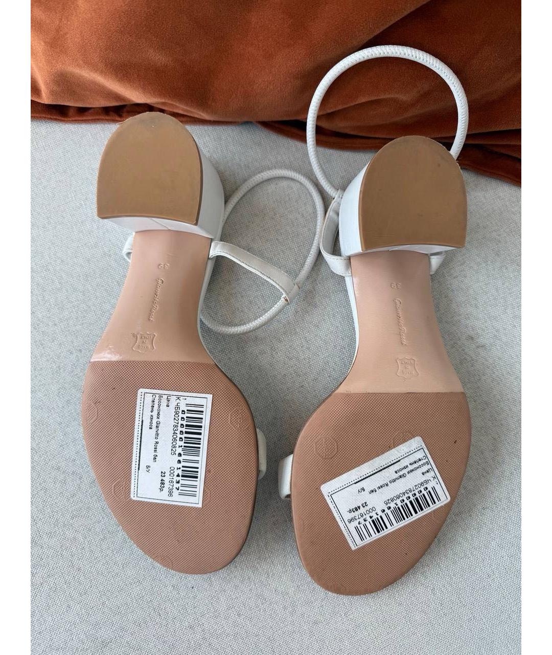 GIANVITO ROSSI Белые кожаные босоножки, фото 4