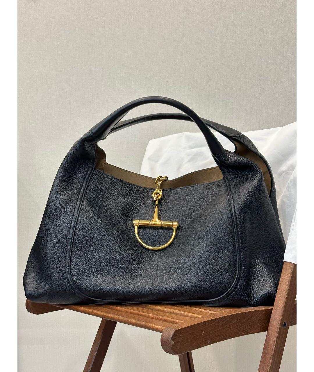 GUCCI Черная кожаная сумка тоут, фото 8
