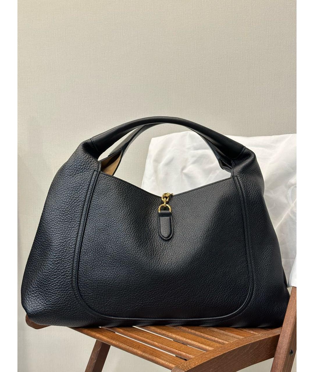 GUCCI Черная кожаная сумка тоут, фото 3