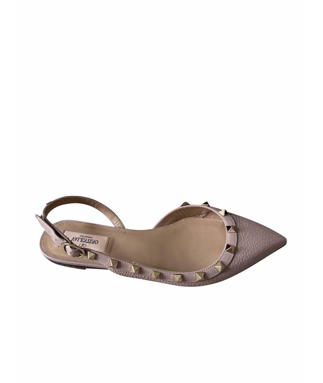 VALENTINO Розовые кожаные балетки, фото 1
