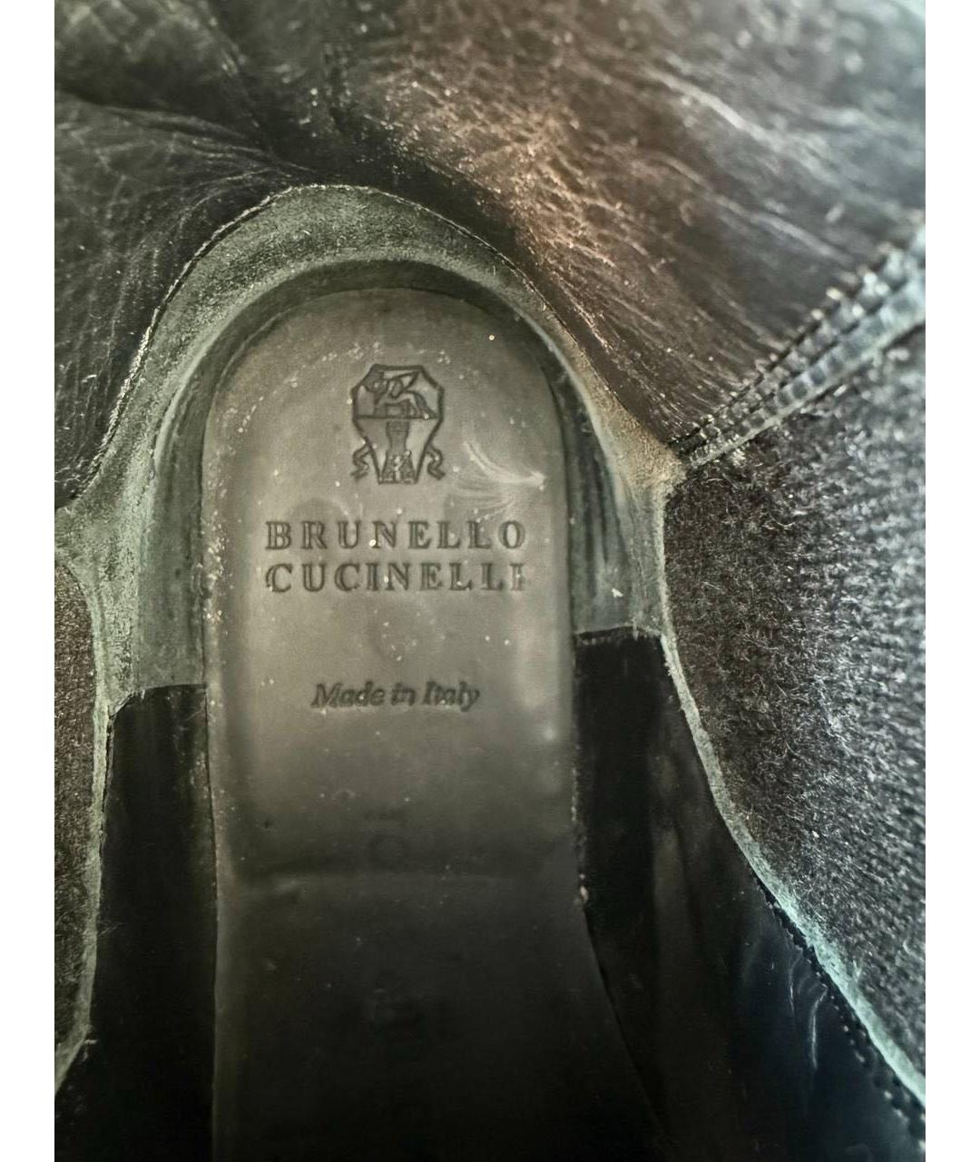 BRUNELLO CUCINELLI Черные кожаные полусапоги, фото 6