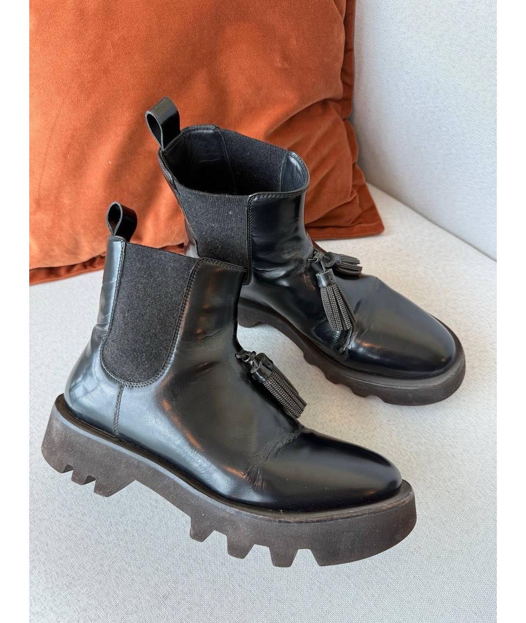 BRUNELLO CUCINELLI Черные кожаные полусапоги, фото 7
