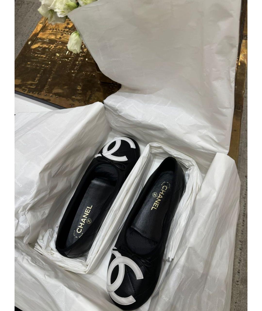 CHANEL Черные кожаные балетки, фото 3