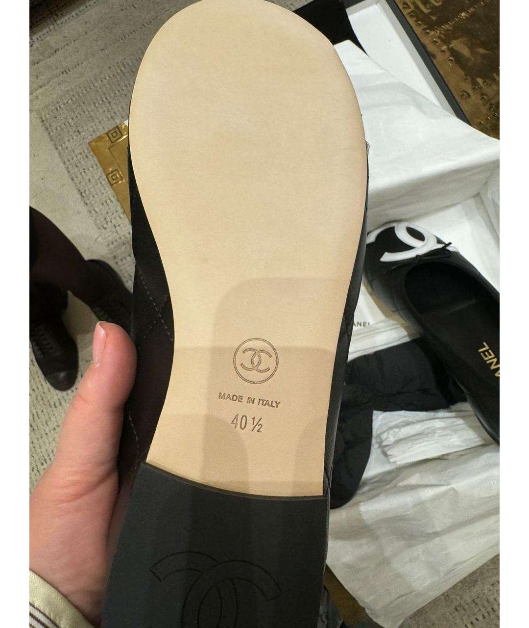 CHANEL Черные кожаные балетки, фото 4