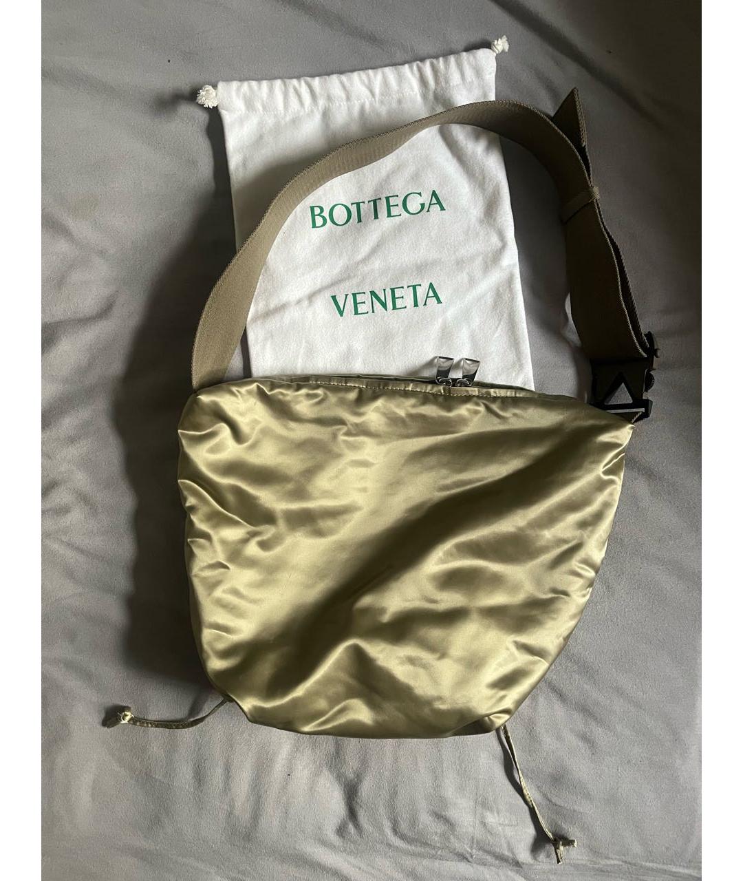 BOTTEGA VENETA Золотая тканевая сумка через плечо, фото 5