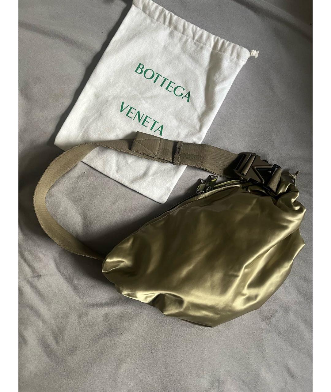 BOTTEGA VENETA Золотая тканевая сумка через плечо, фото 2