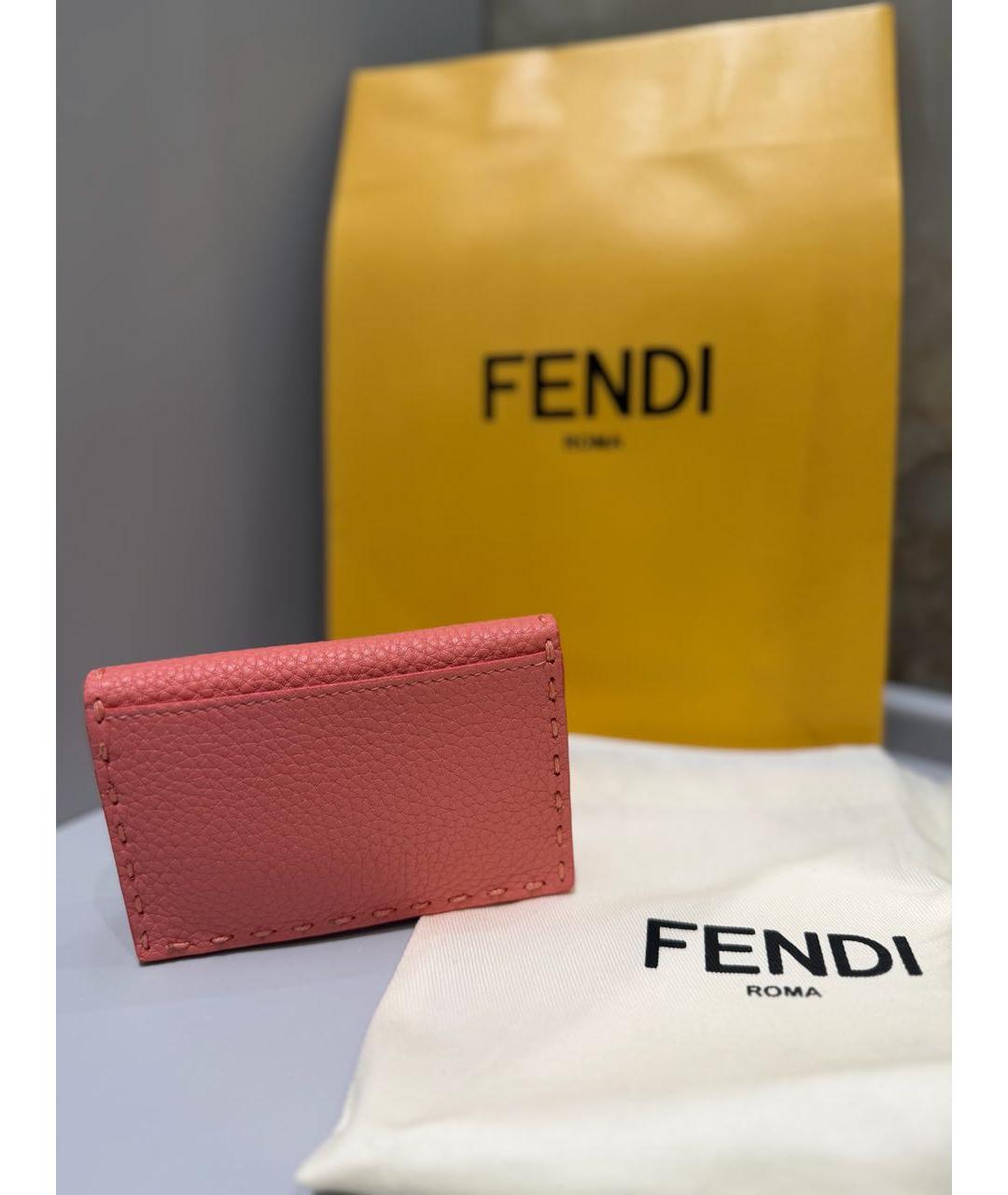 FENDI Розовый кожаный кардхолдер, фото 3
