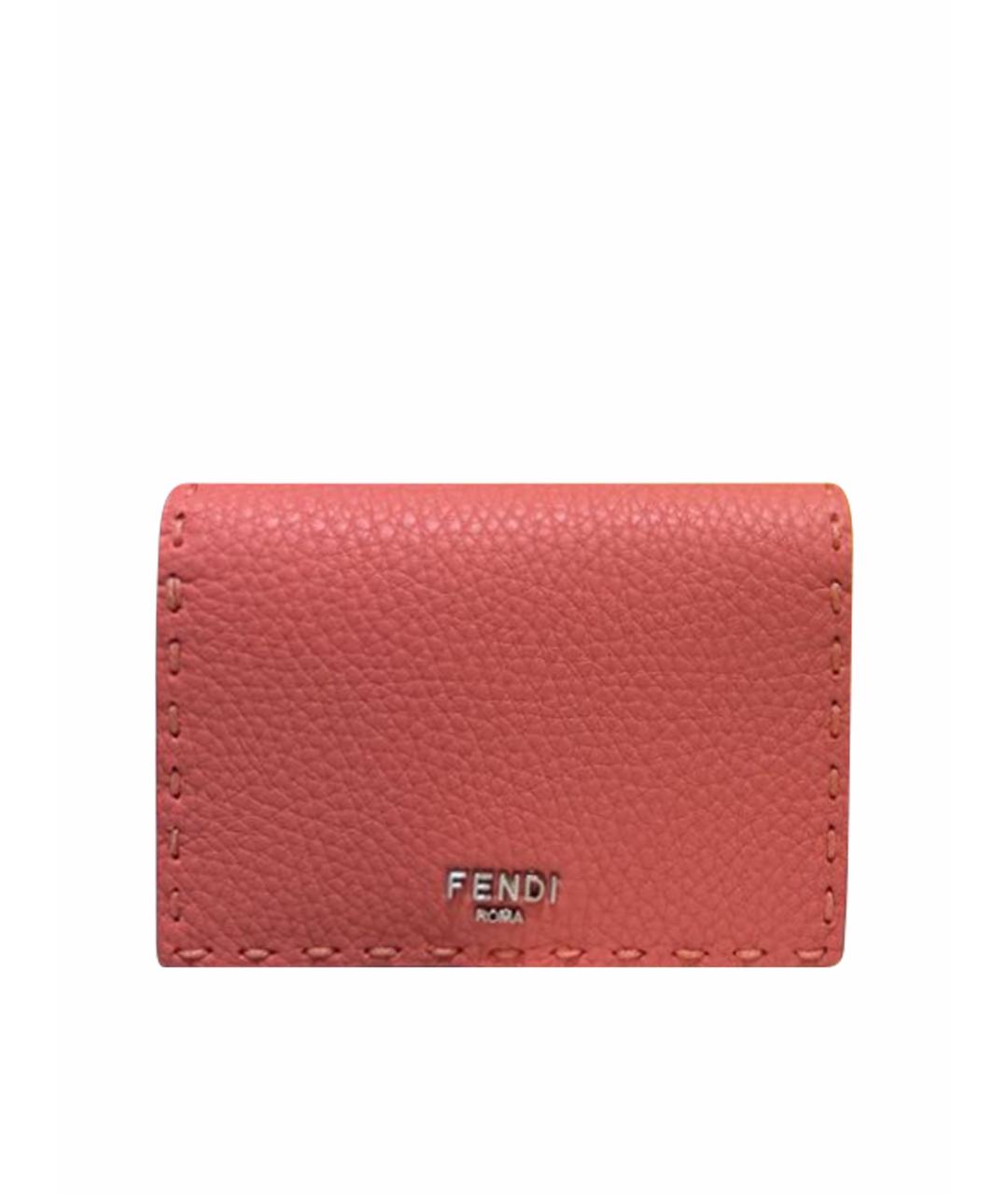 FENDI Розовый кожаный кардхолдер, фото 1