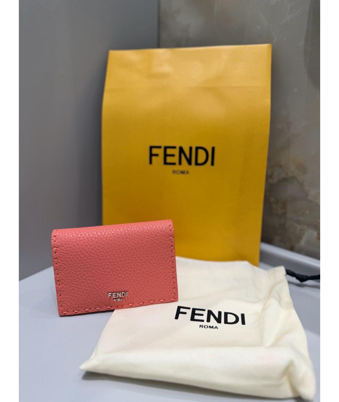 FENDI Розовый кожаный кардхолдер, фото 5
