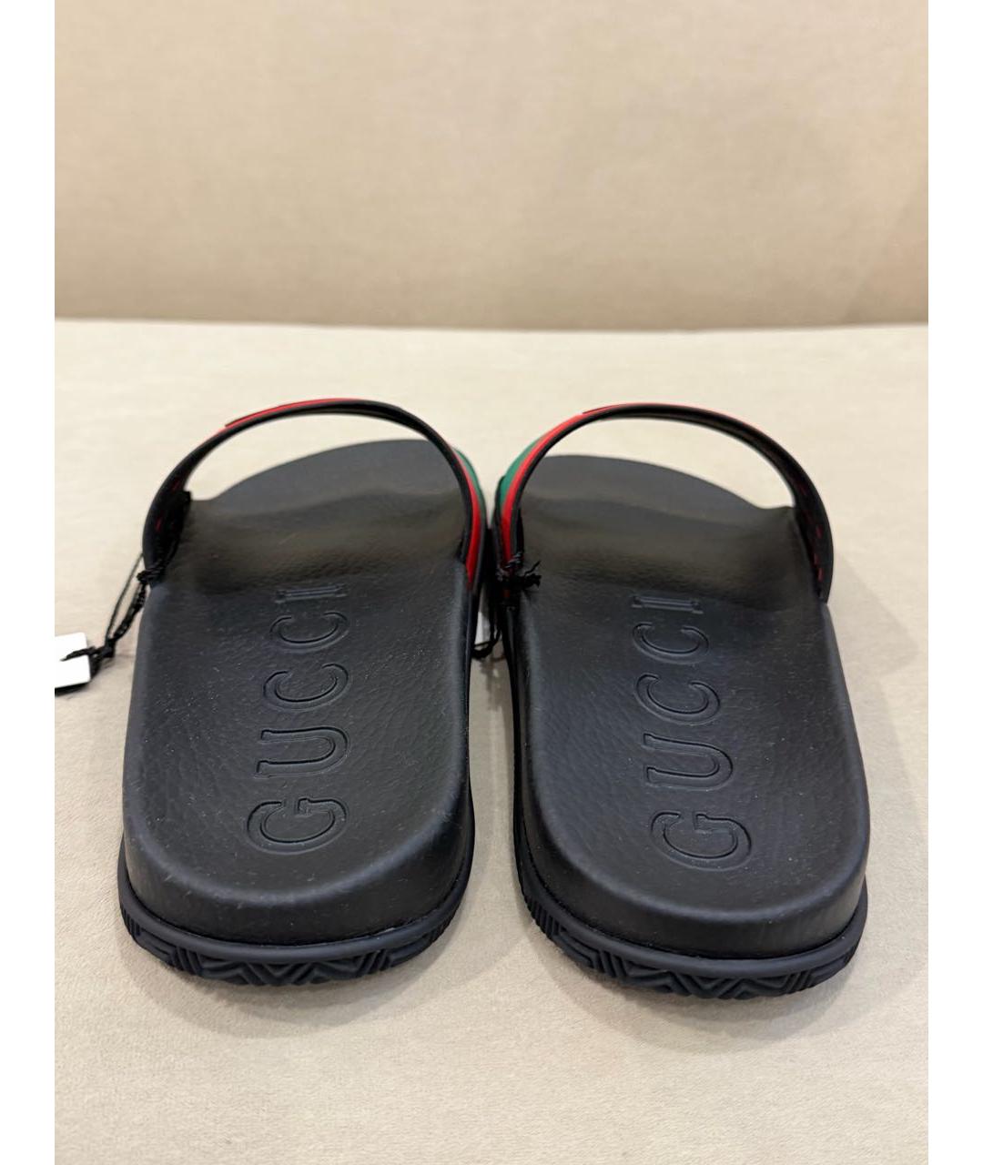 GUCCI Черные резиновые шлепанцы, фото 4