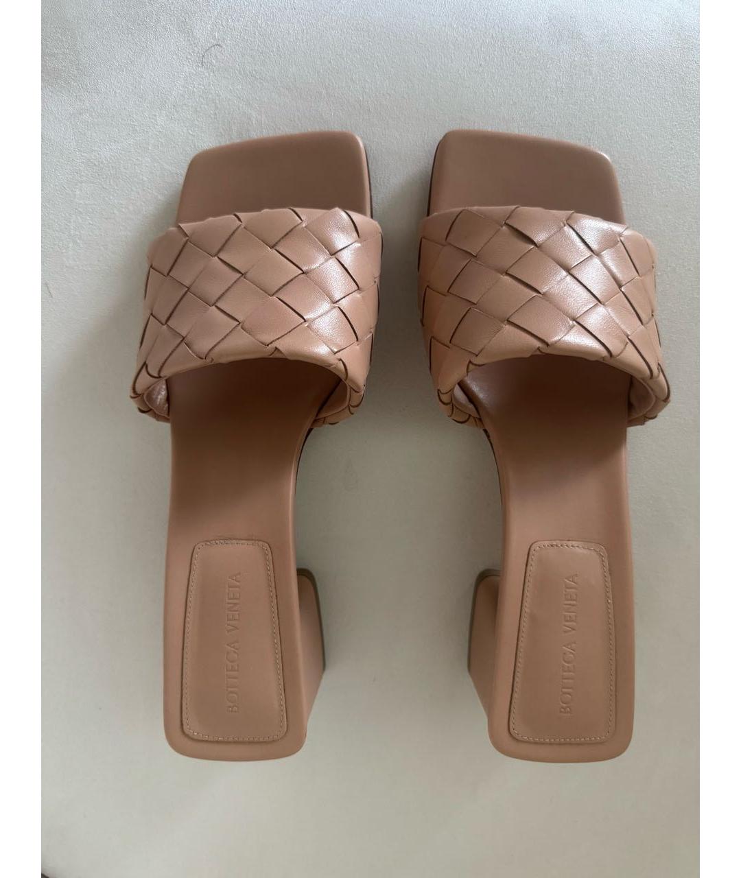 BOTTEGA VENETA Бежевые кожаные мюли, фото 4