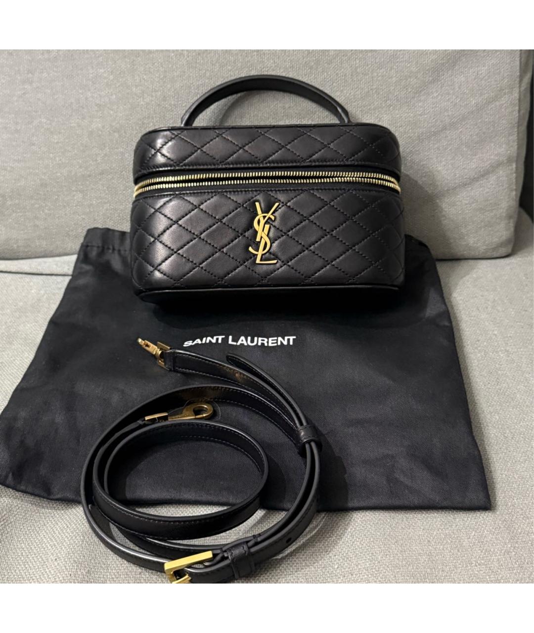 SAINT LAURENT Черная кожаная сумка через плечо, фото 2