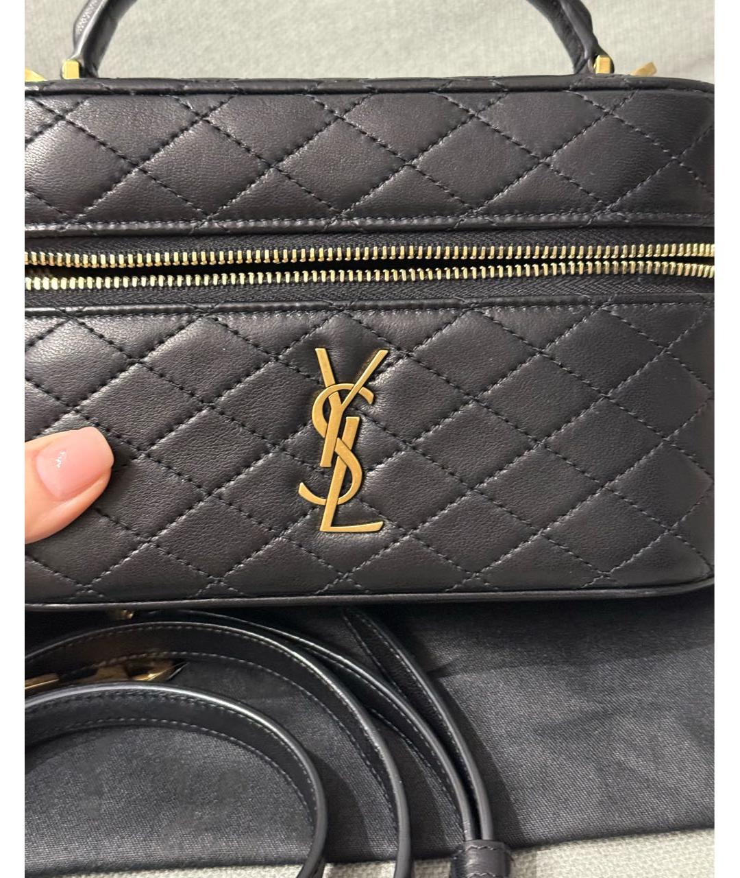 SAINT LAURENT Черная кожаная сумка через плечо, фото 4