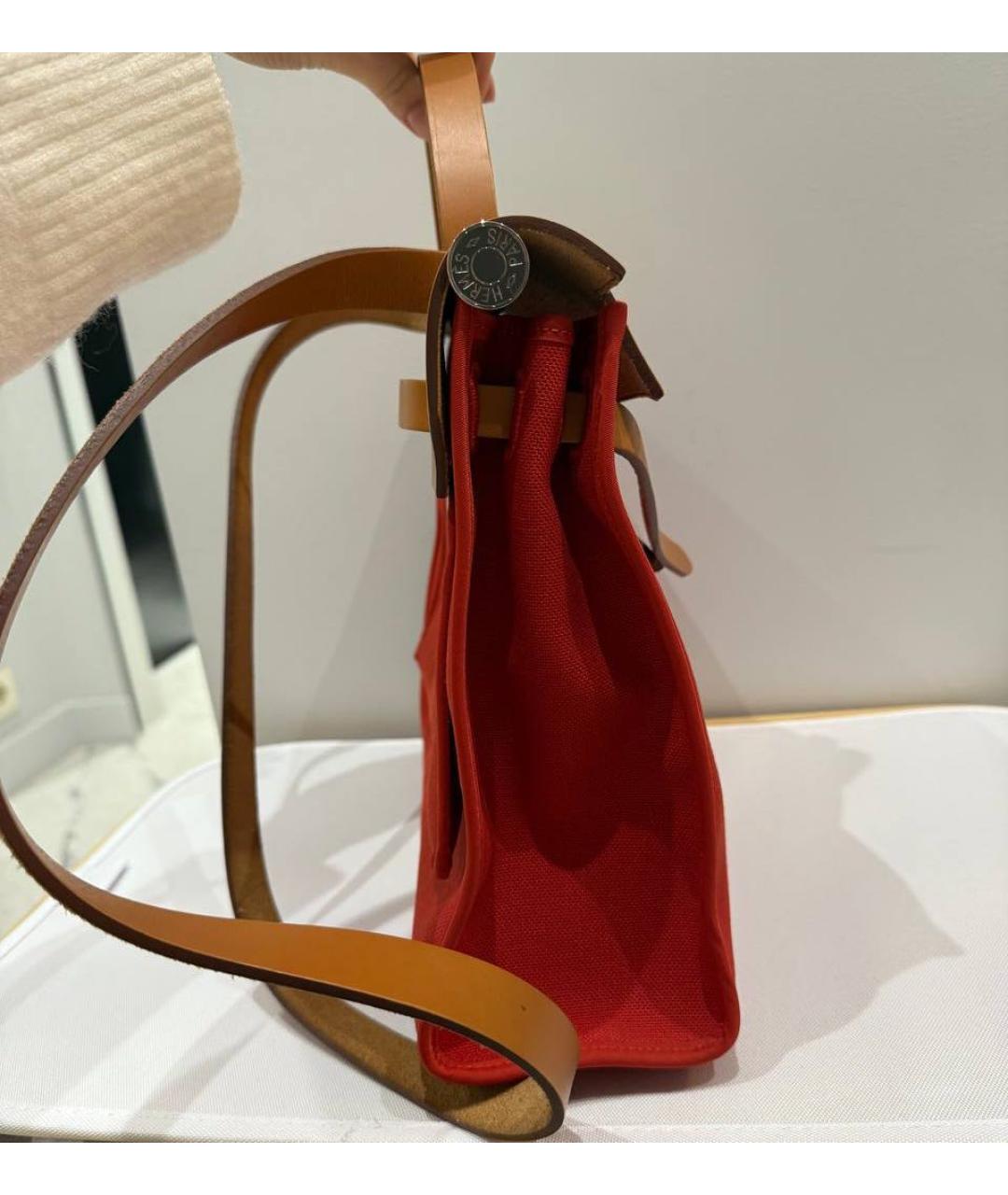 HERMES Красная тканевая сумка через плечо, фото 4