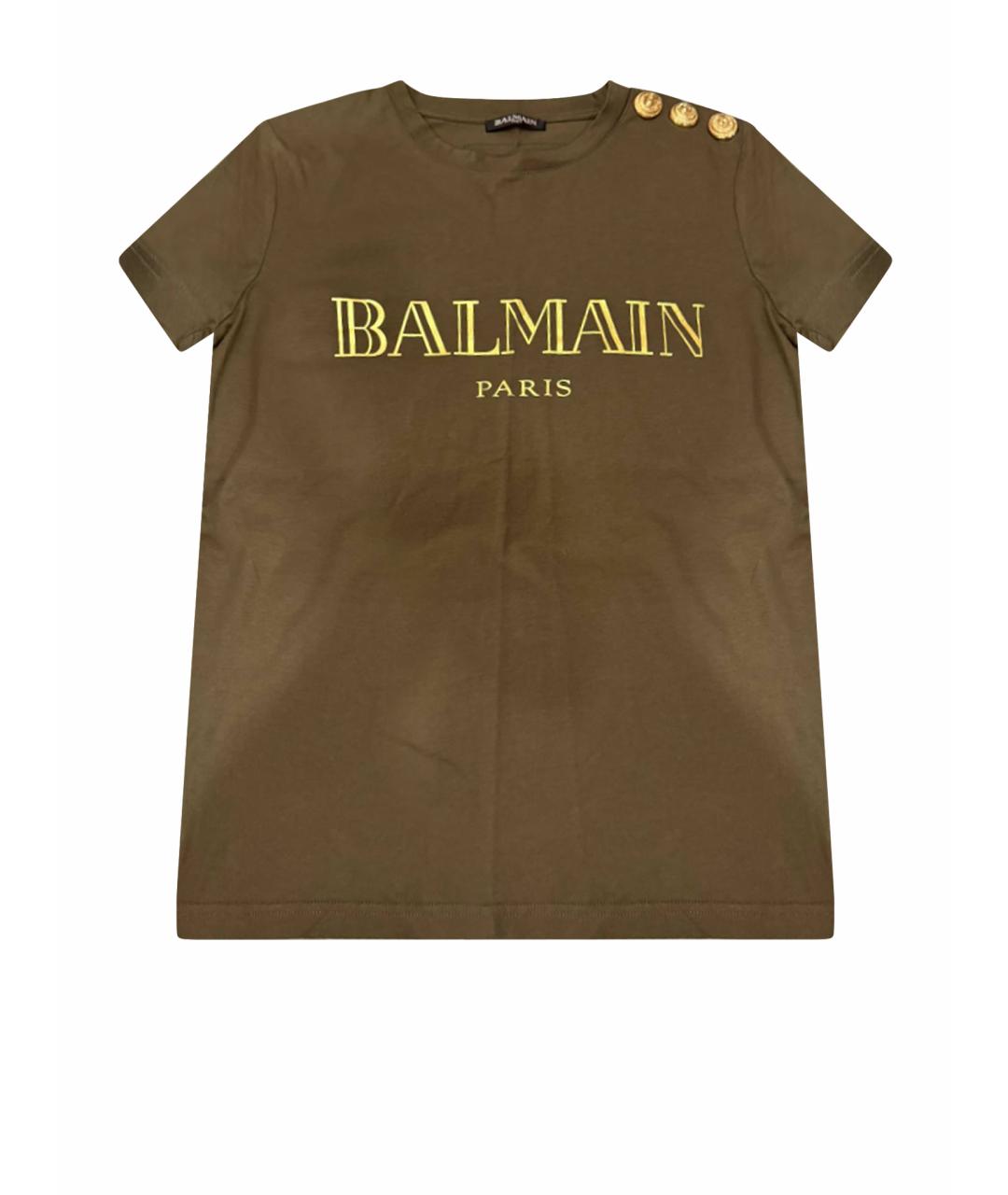 BALMAIN Горчичная хлопковая футболка, фото 1