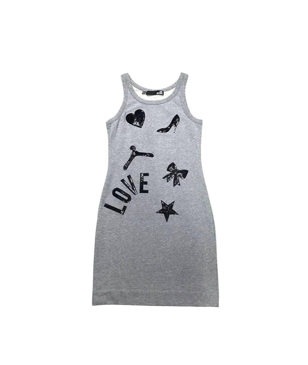 LOVE MOSCHINO Серое хлопковое повседневное платье, фото 4