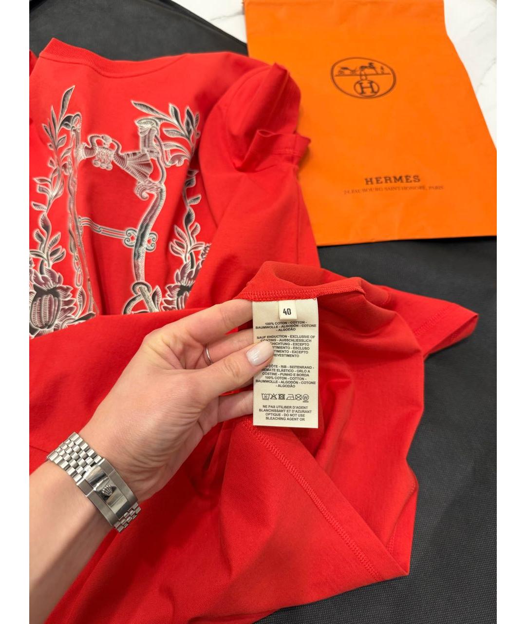 HERMES Красное хлопковое повседневное платье, фото 7