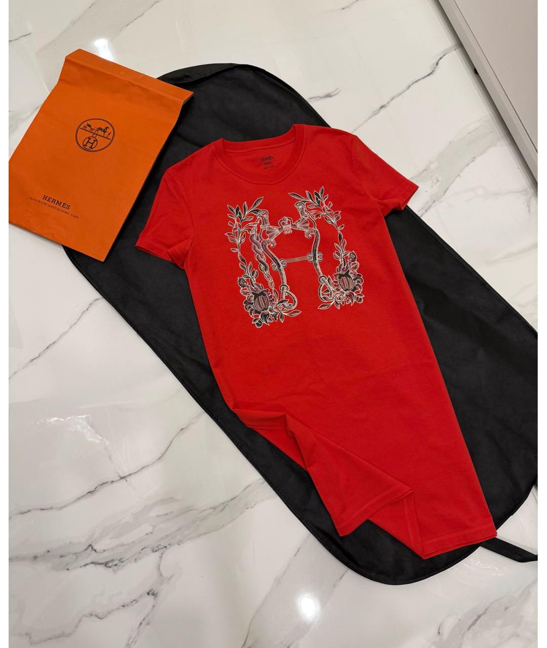 HERMES Красное хлопковое повседневное платье, фото 3