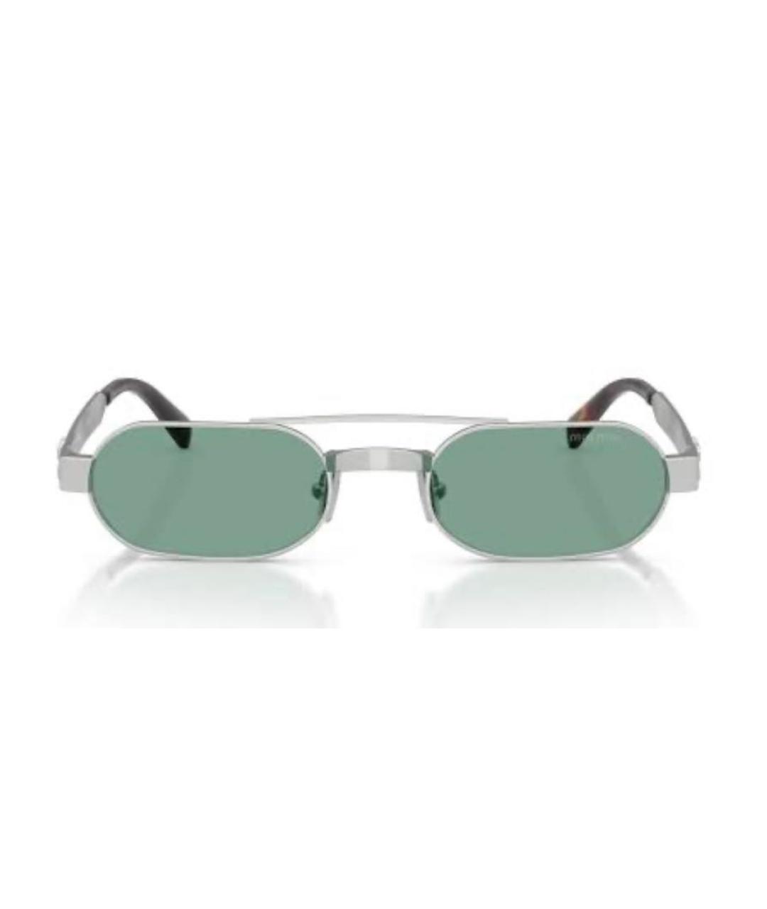 MIU MIU Серебряные металлические солнцезащитные очки, фото 2