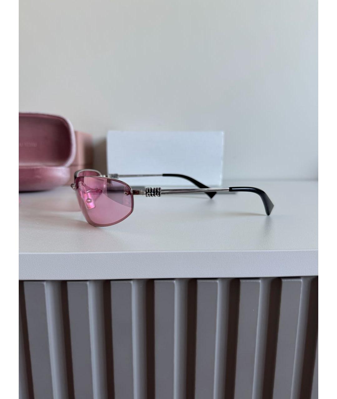 MIU MIU Серебряные металлические солнцезащитные очки, фото 5