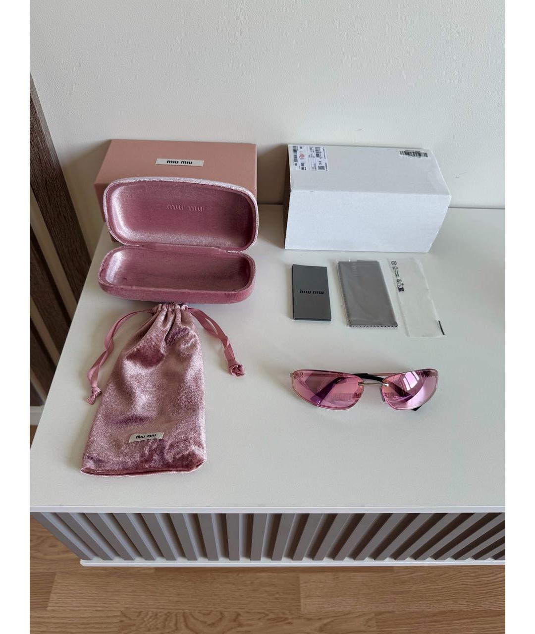 MIU MIU Серебряные металлические солнцезащитные очки, фото 2