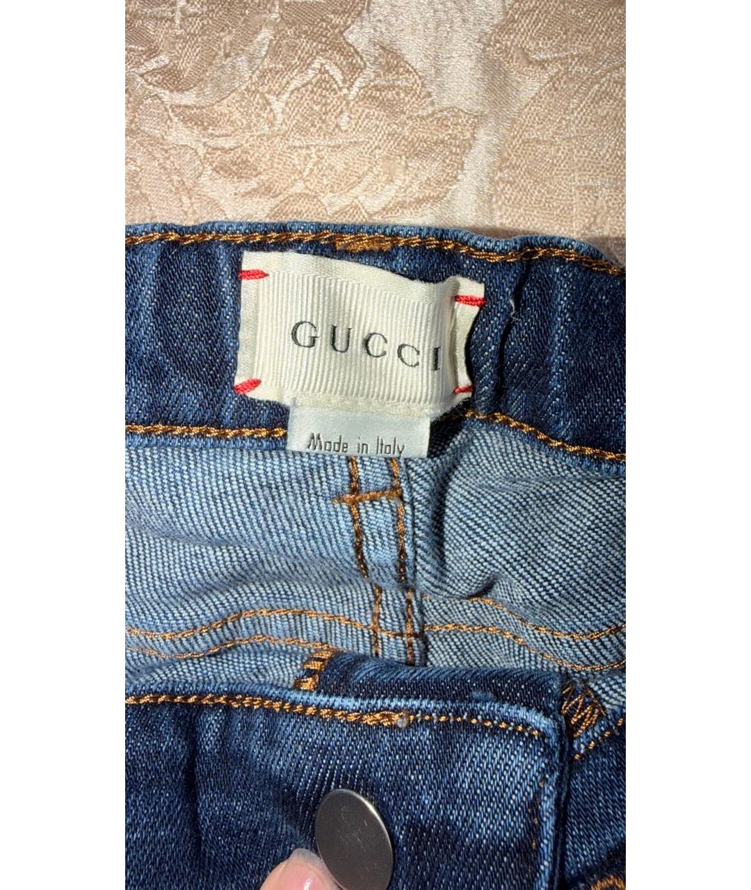 GUCCI Темно-синие хлопковые детские джинсы, фото 4