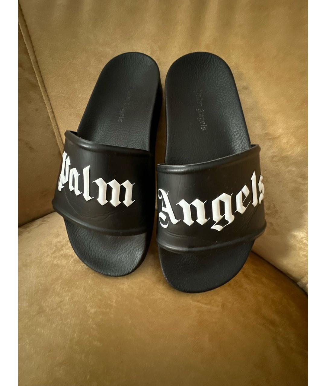 PALM ANGELS Черные резиновые шлепанцы, фото 6