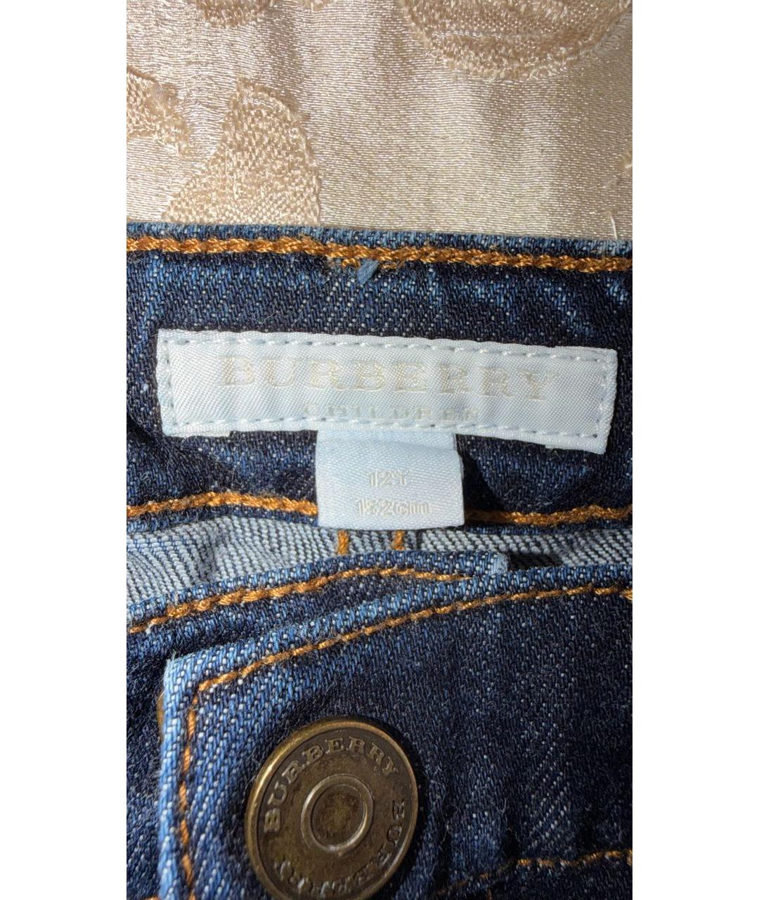BURBERRY Темно-синие хлопковые детские джинсы, фото 3