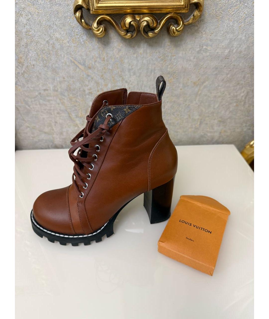 LOUIS VUITTON Коричневые кожаные ботильоны, фото 7