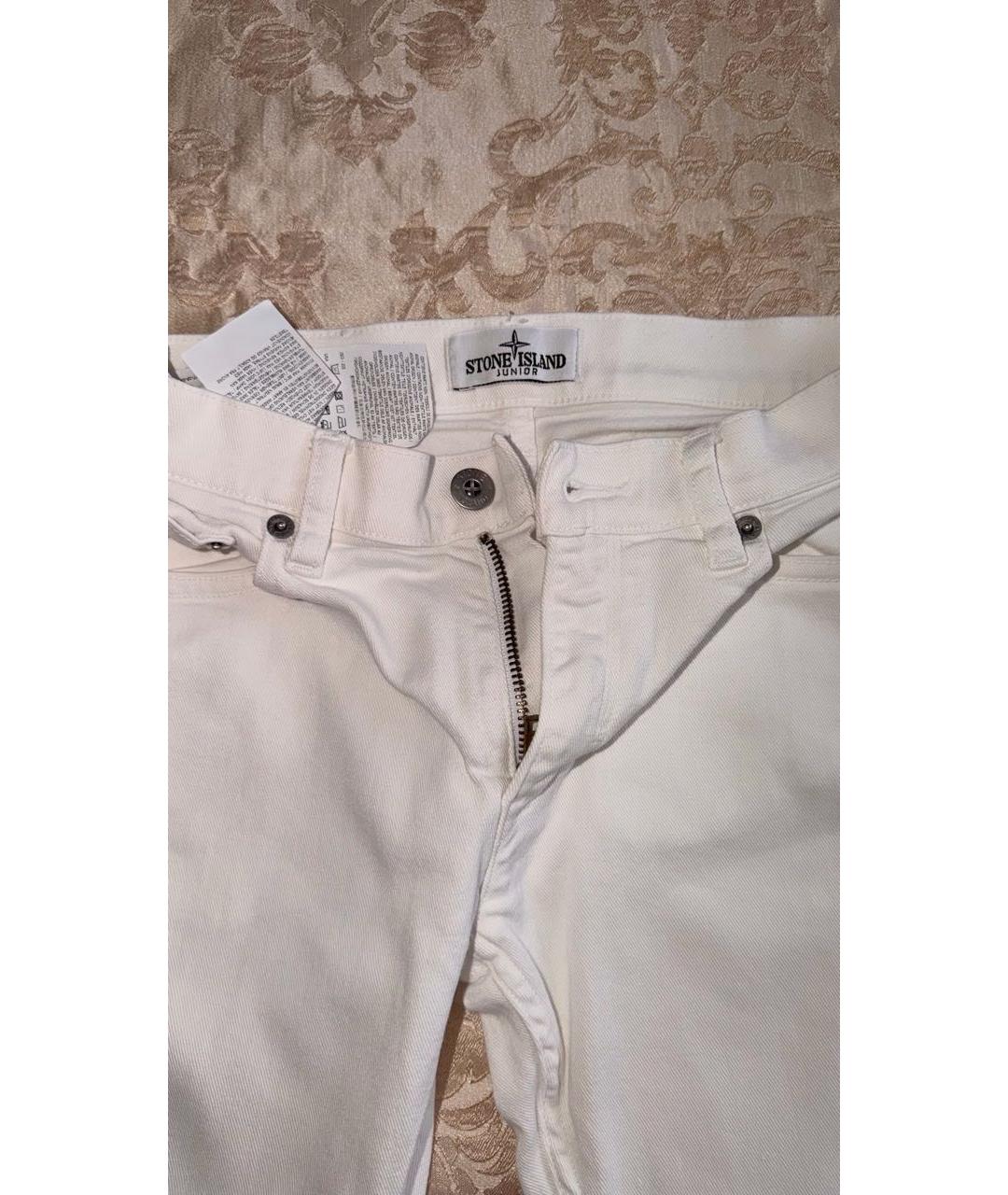 STONE ISLAND Белые хлопковые детские джинсы, фото 2