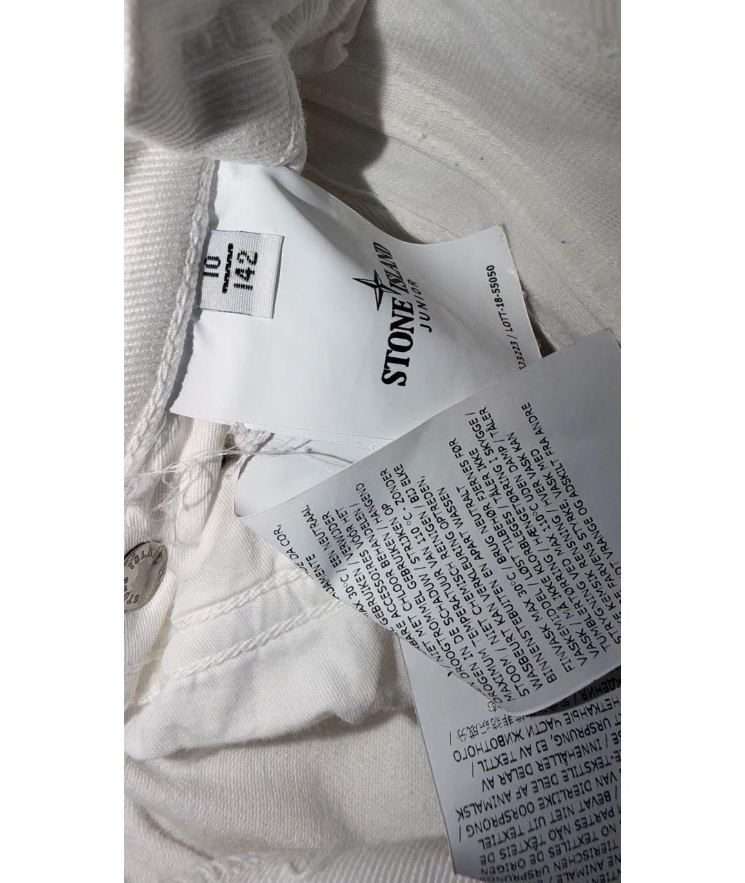 STONE ISLAND Белые хлопковые детские джинсы, фото 3