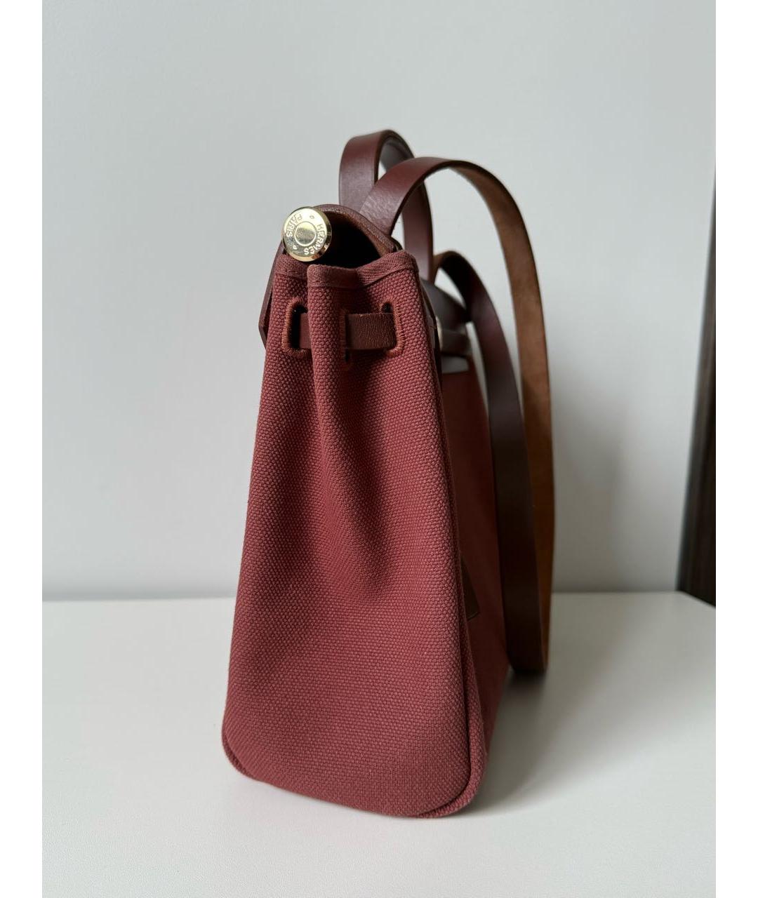 HERMES Бордовая тканевая сумка через плечо, фото 4