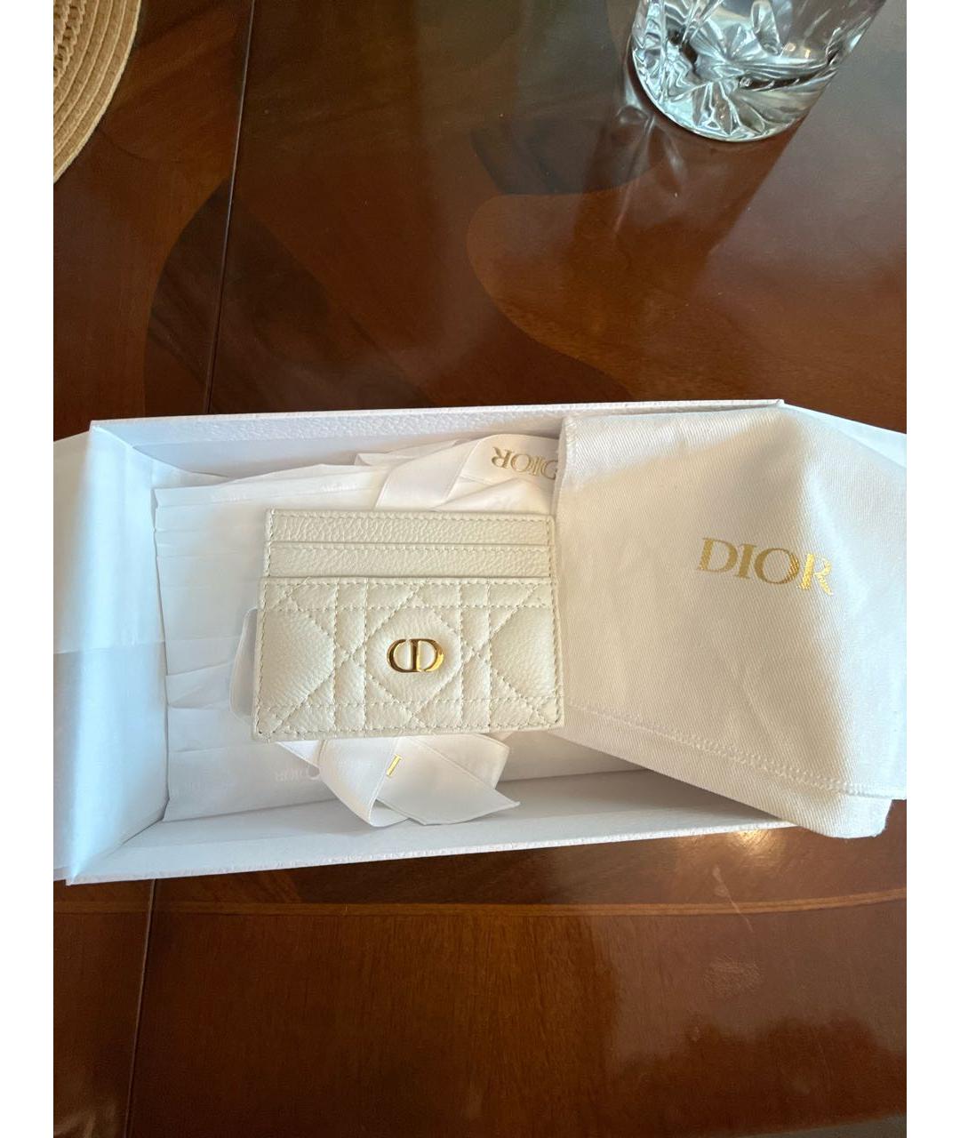 CHRISTIAN DIOR Белый кожаный кардхолдер, фото 3