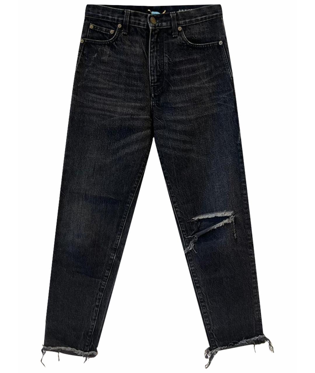 SAINT LAURENT Черные хлопковые прямые джинсы, фото 1