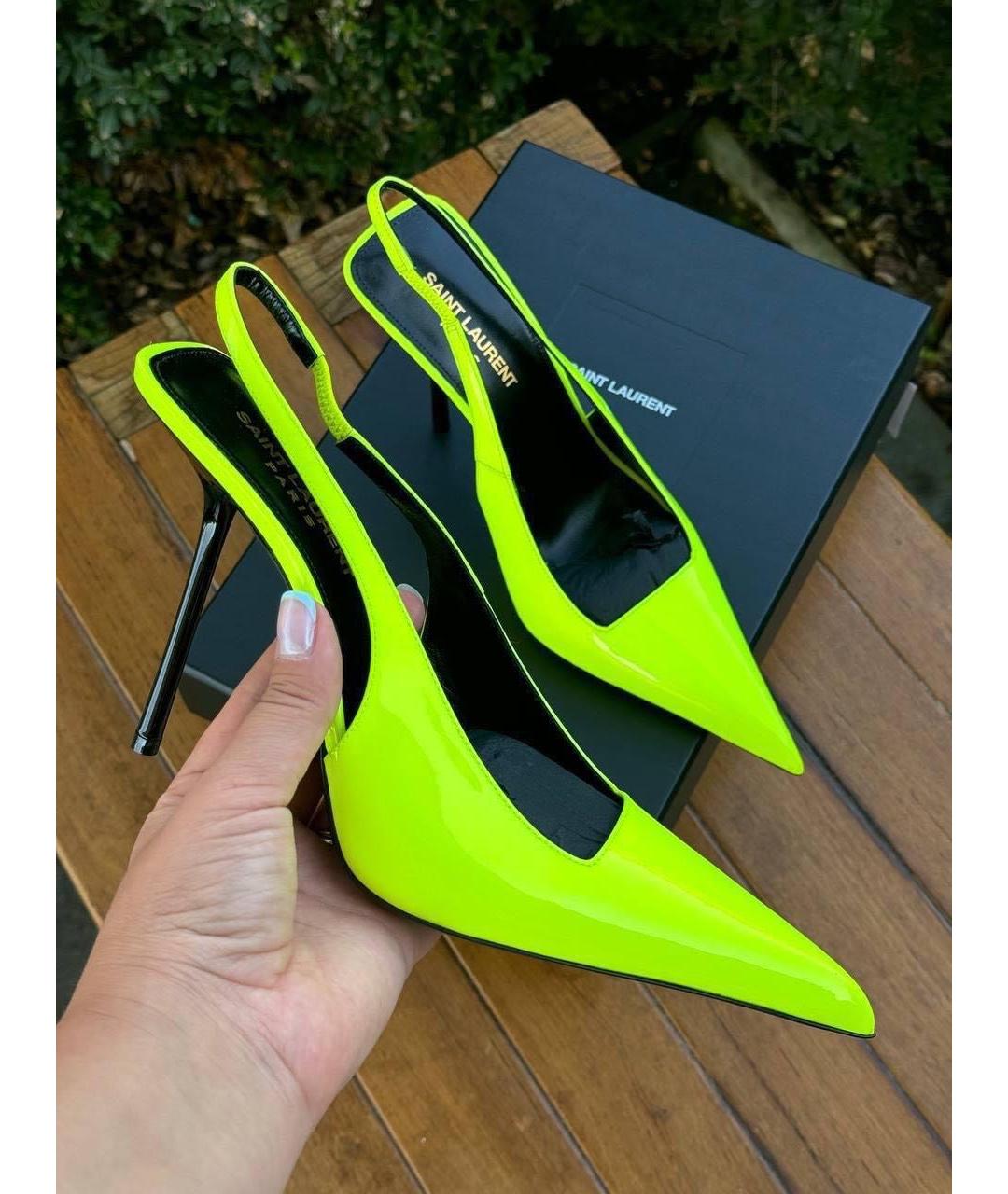 SAINT LAURENT Желтые туфли из лакированной кожи, фото 7