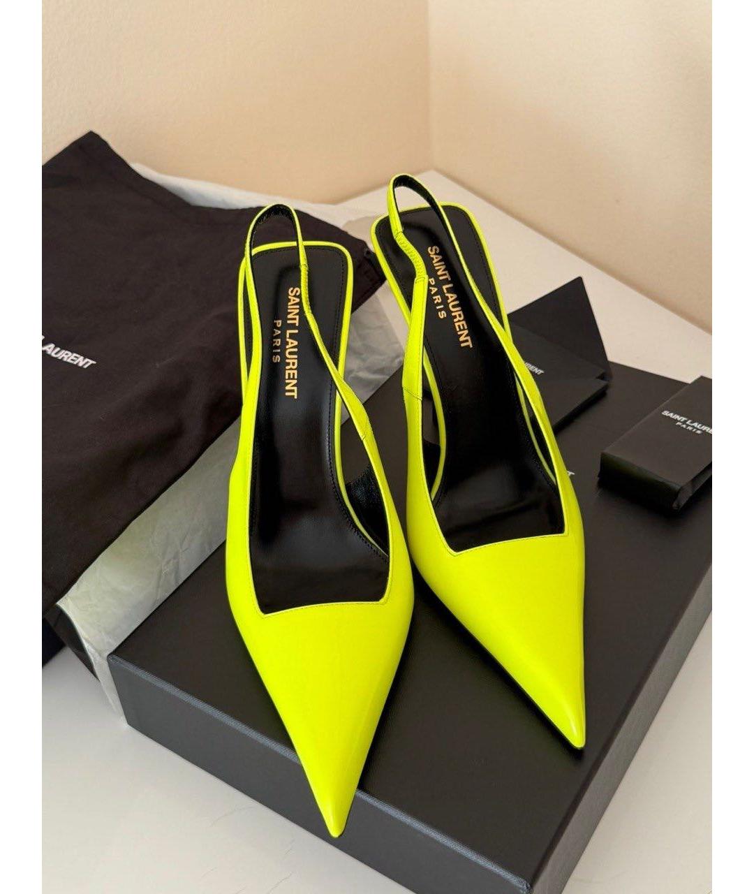 SAINT LAURENT Желтые туфли из лакированной кожи, фото 2