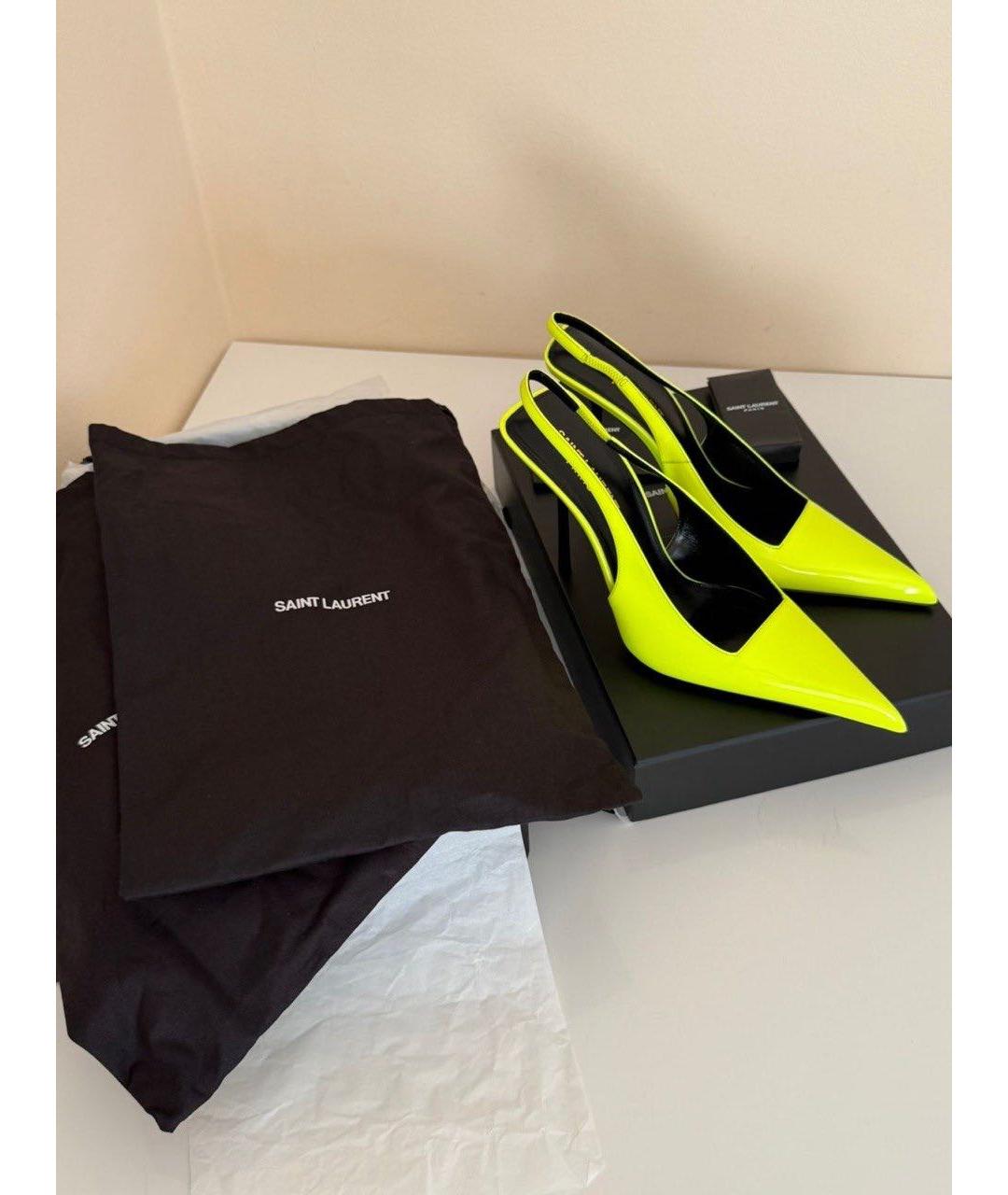 SAINT LAURENT Желтые туфли из лакированной кожи, фото 3