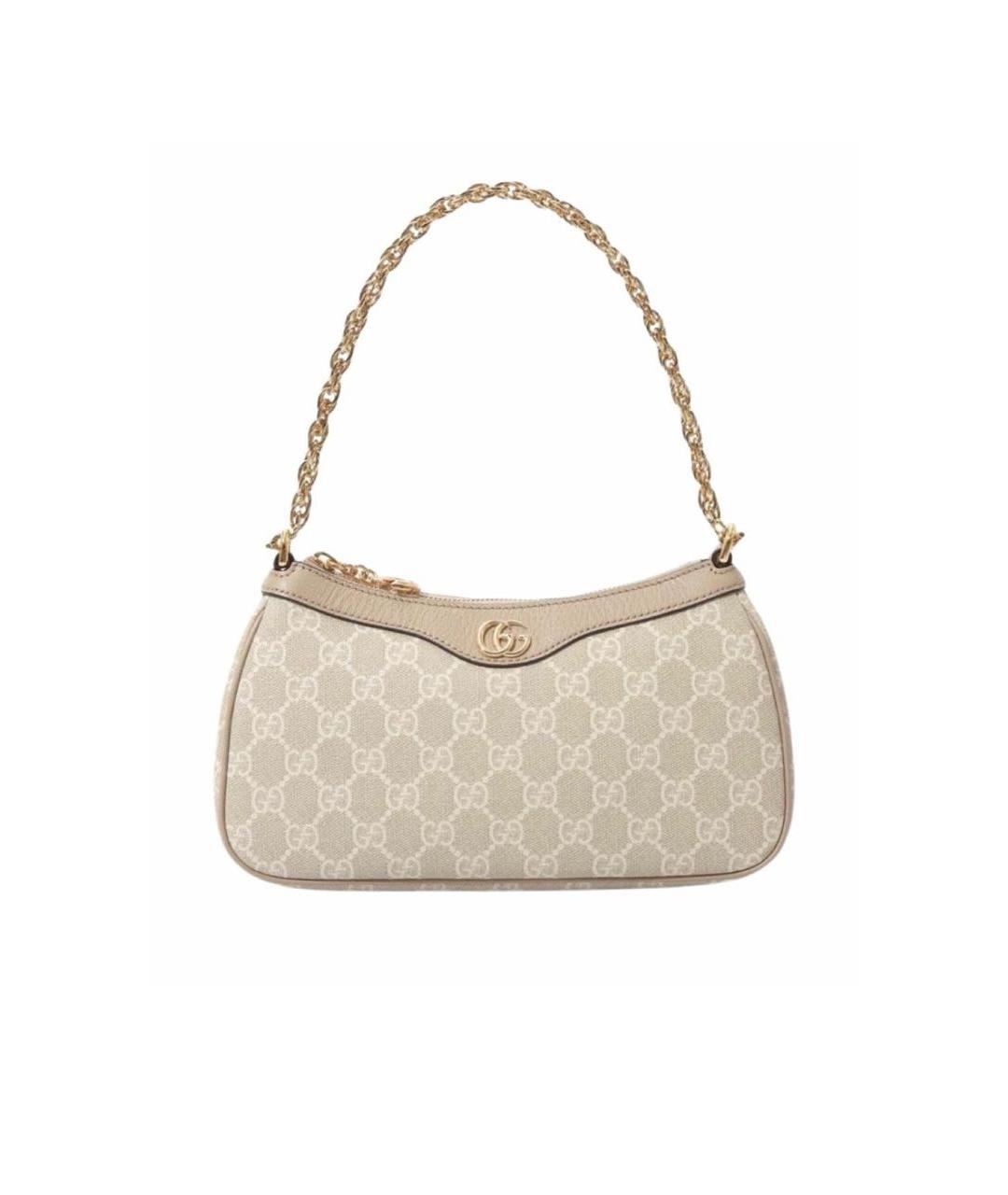 GUCCI Бежевая кожаная сумка с короткими ручками, фото 8