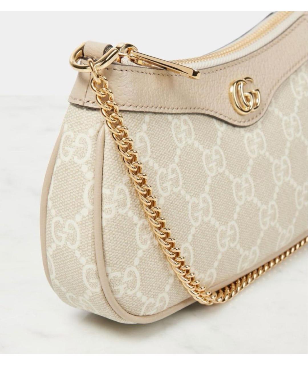 GUCCI Бежевая кожаная сумка с короткими ручками, фото 2