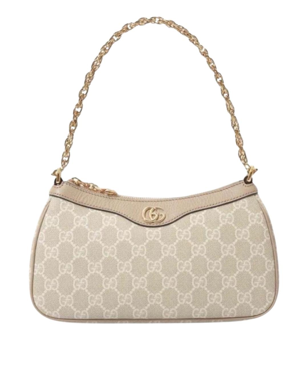 GUCCI Бежевая кожаная сумка с короткими ручками, фото 1