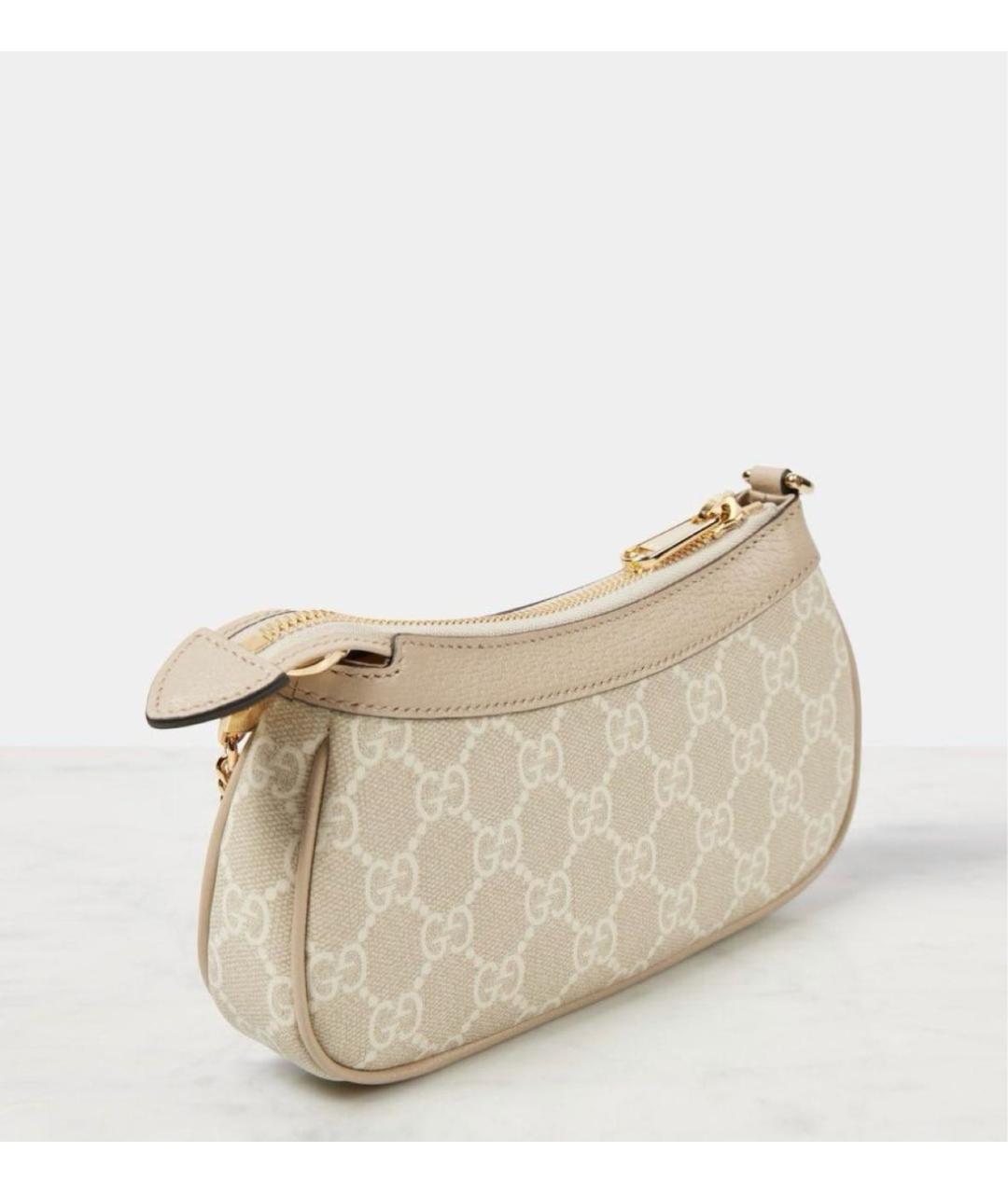 GUCCI Бежевая кожаная сумка с короткими ручками, фото 3