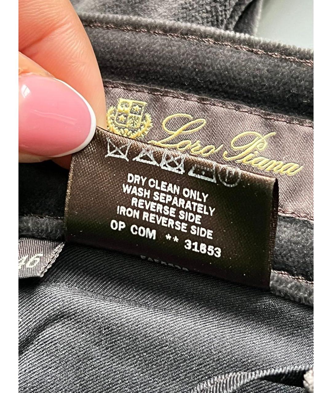 LORO PIANA Антрацитовые хлопковые брюки узкие, фото 4
