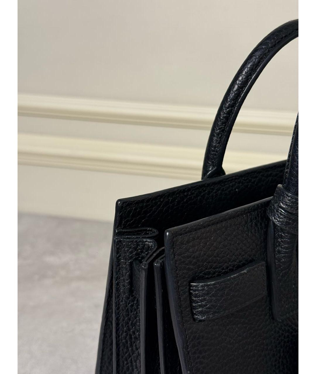 SAINT LAURENT Черная кожаная сумка с короткими ручками, фото 8